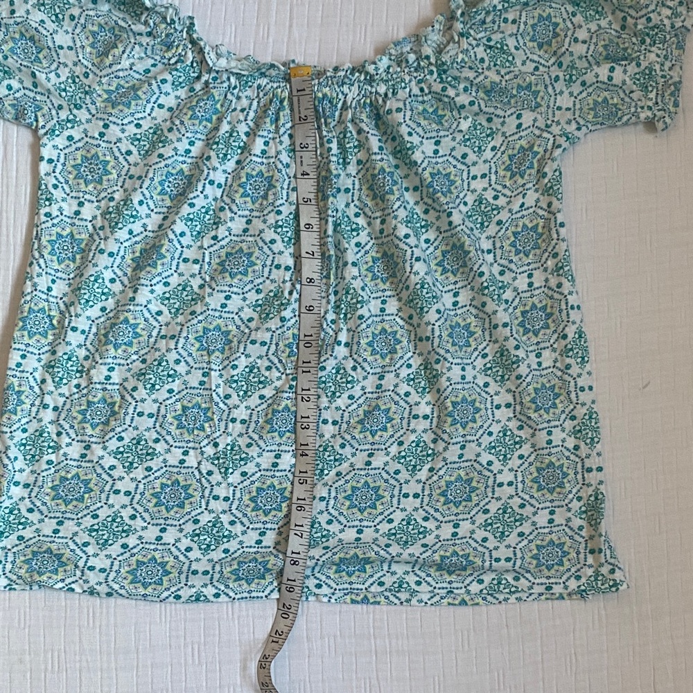 LOFT Light Blue Patterned Blouse - Picture 7 of 9